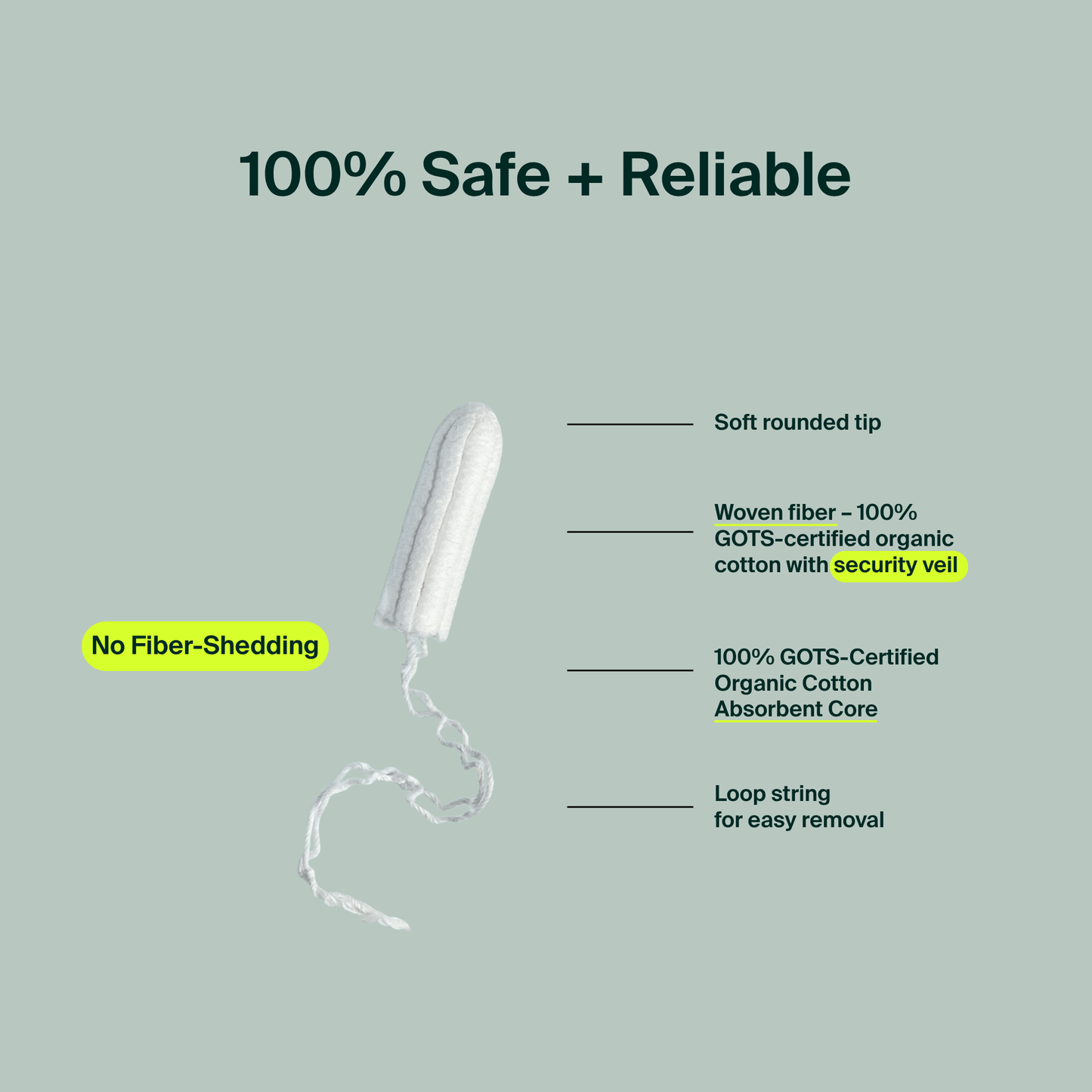 100% Organic Cotton Non-Applicator Tampons - Super