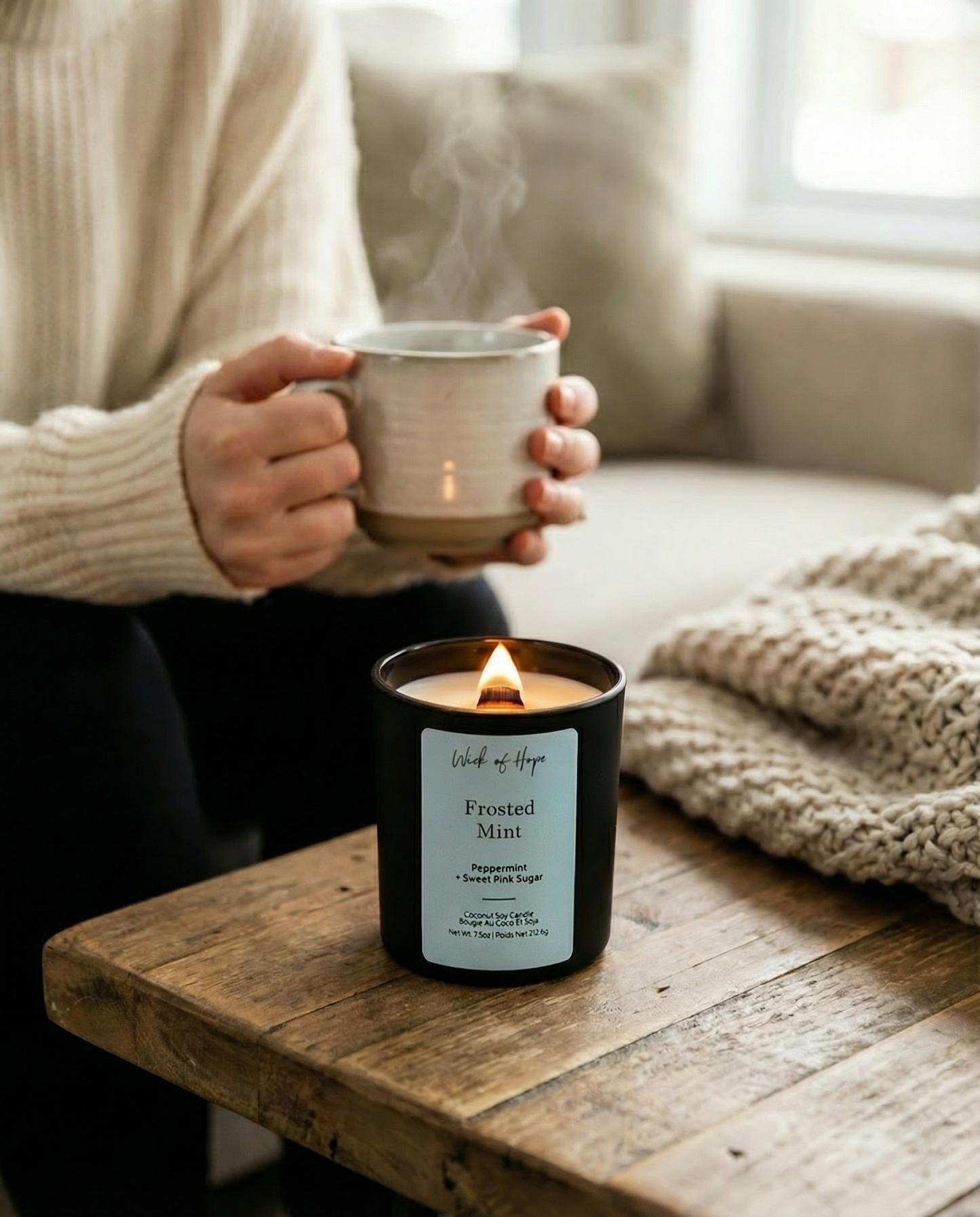 Frosted Mint Candle | Peppermint + Sweet Pink Sugar